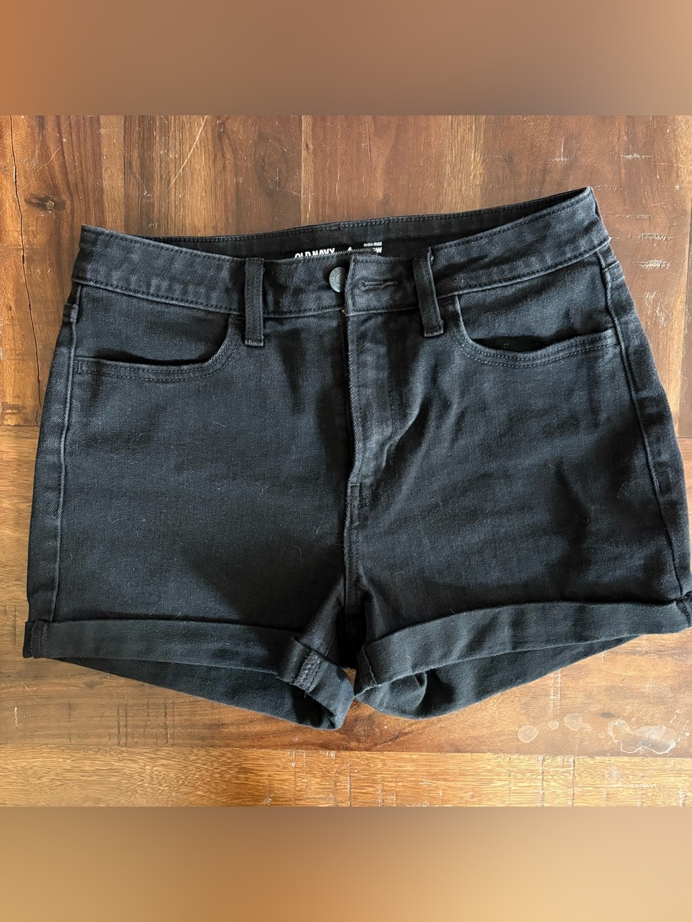 Old Navy Black Rolled-Hem Denim Shorts